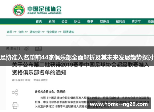 足协准入名单前44家俱乐部全面解析及其未来发展趋势探讨